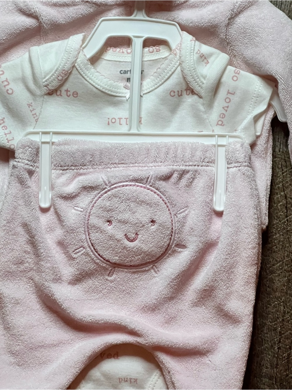 Carter's Baby Girls Newborn 3 Piece Pink Terry Hooded Outfit Set NWT - Picture 3 of 8